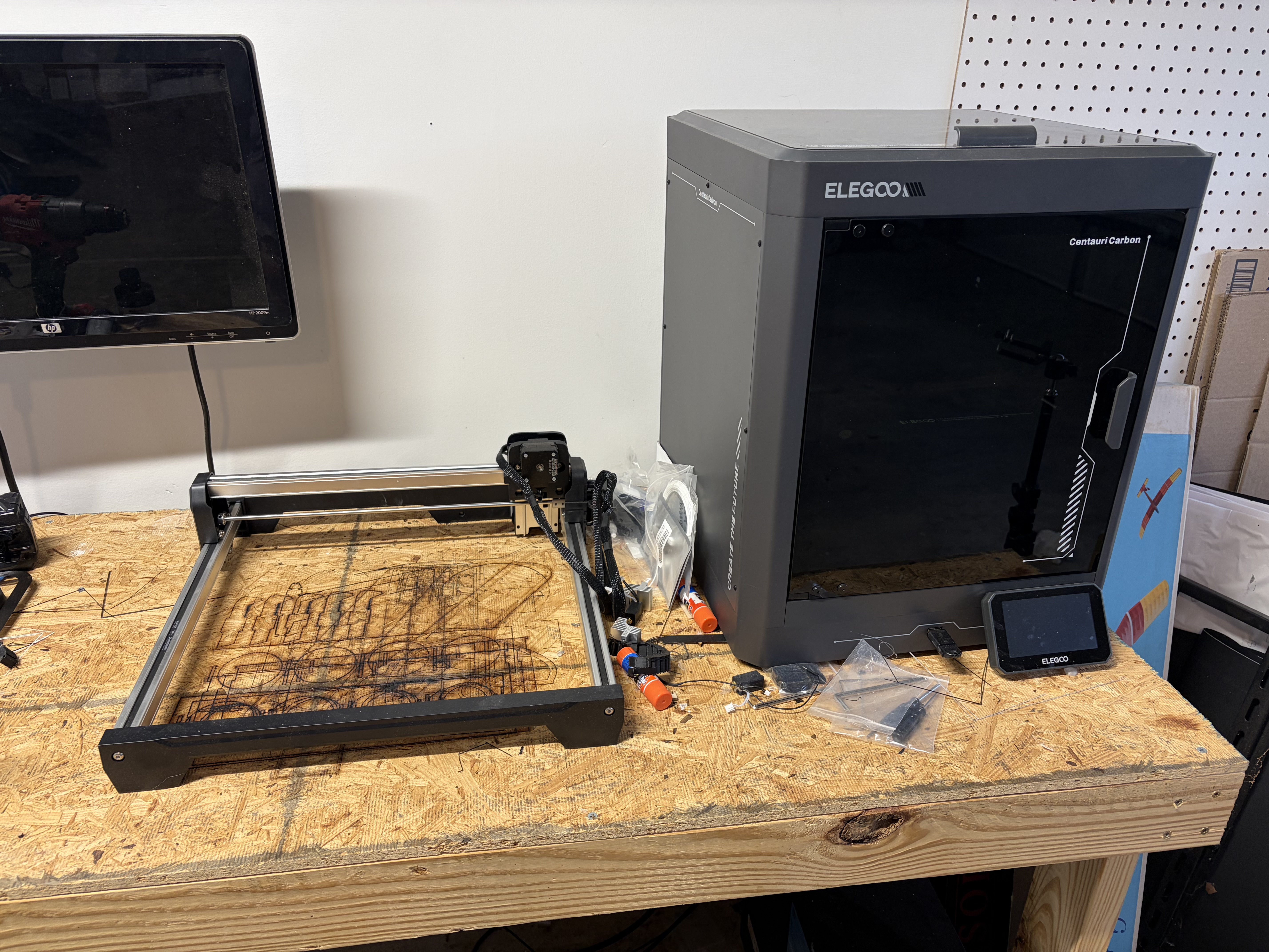 Garage workshop used for hands-on engineering, fabrication, and prototyping